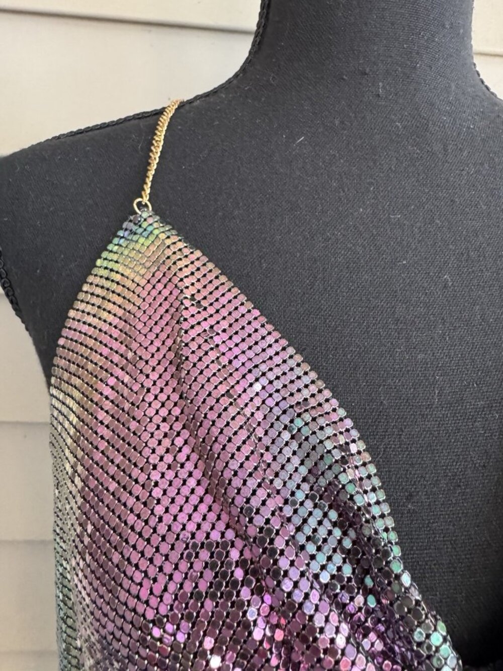 Women's Multicolor Mesh Rhinestone Cami Tank Backless Festival Club Top XS S M - Picture 3 of 7